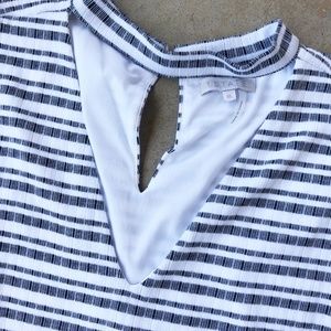 1. State Dresses - 1 State Cutout White Gray Stripe Mini Dress 1. State Dresses - 1 State Cutout White Gray Stripe Mini Dress